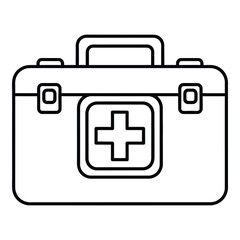Obraz premium Line icon illustration of a first aid kit, representing emergency medical supplies and healthcare.
