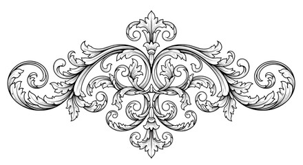 Elegant Vintage Baroque Scrollwork Floral Ornament Design.