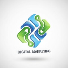 Fototapeta premium Digital marketing logo icon 3d style vector illustration flat design scalable graphic