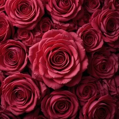 Naklejka premium Roses arranged closely showing their deep red color and soft petals in a floral display