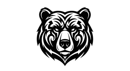 Fierce Bear Head Tribal Tattoo Style Illustration.