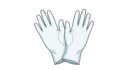 Obraz premium A pair of white gloves illustration, hands gesture, fingers spread, protective gear, isolated on a plain background