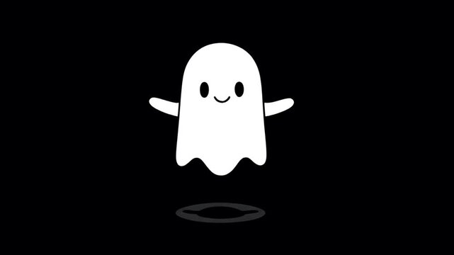 Animation white ghost cute on black background.
