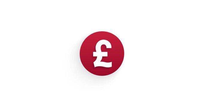 Animated pound sterling currency symbol representing finance, banking, investment, and business concepts.