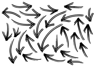 Black Arrows Vector Doodle Sketch Isolated Hand Drawn Arrow Set