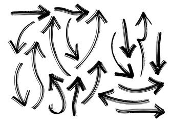 Black Arrows Vector Doodle Sketch Isolated Hand Drawn Arrow Set