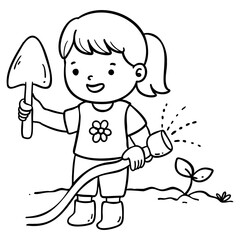 Girl Watering Sprout