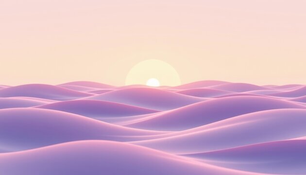 pastel horizon waves 199: soft overlapping horizon bands in pale lavender tones, gentle morning glow, soft gradient transitions, smooth layered depth, wide negative space, mood: light and airy