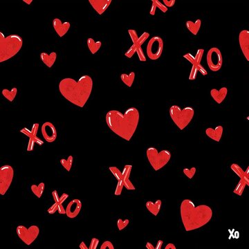A video showcasing a collection of red hearts on a black background for Valentine's Day