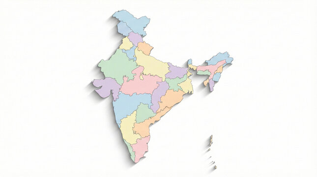 Map of India with States and Union Territories Highlighted.