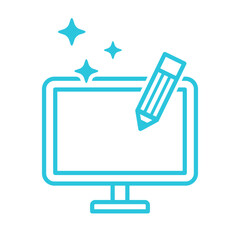 Simple Blue Monitor, Screen, Desktop Symbol Isolated on white. Blue icon set.