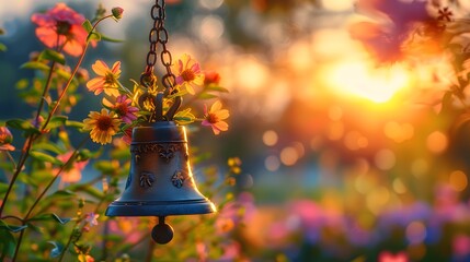 Romantische Glocke im warmen Herbstlicht mit Bokeh
