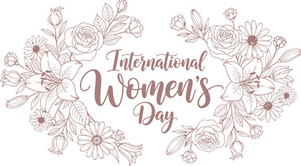 Obraz premium International women's day celebration with floral wreath design