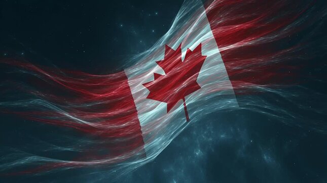 Waving Canadian flag symbolizing national pride and unity in a vibrant display.