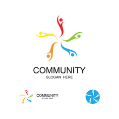 Obraz premium Community logo icon design, success people logo design, network and social icon design template