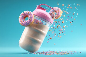 protein shaker cup with donuts
