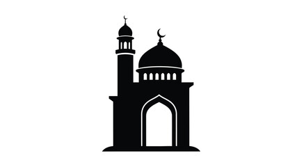 Obraz premium Mosque Silhouette with Dome and Minaret Islamic Architecture