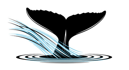 Majestic Whale Tail Diving into Blue Water Waves. © alan