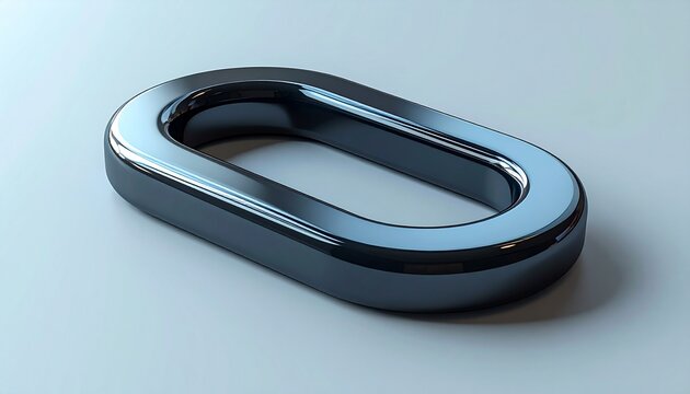 Shiny Metal Oval Object on White Background.