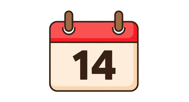 Simple Calendar Page Icon Showing the Number 14