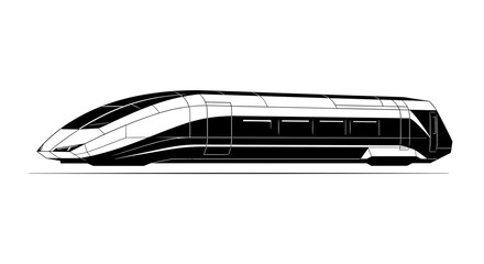 Modern HighSpeed Train Silhouette Illustration. © aabid
