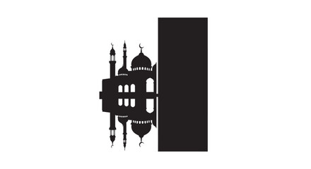 Islamic mosque silhouette with copy space on white background