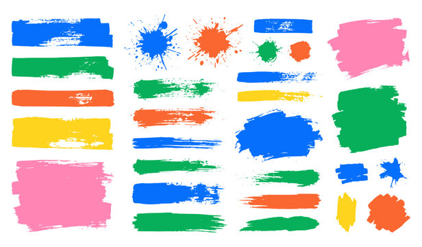 Artistic paint splashes and colorful brush strokes vector collection
