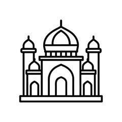 Outline icon of a mosque or Islamic landmark building isolated on white background