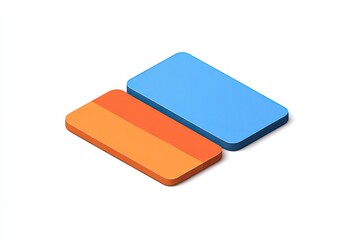Two isometric rectangles in a white background, one orange with stripes, other blue