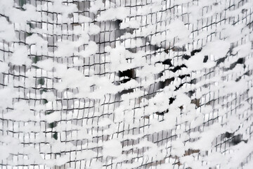 ネットに付着した雪の模様