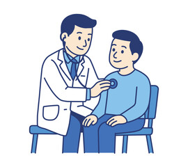 Obraz premium Doctor Examining Patient with Stethoscope Medical Checkup Flat Vector Illustration