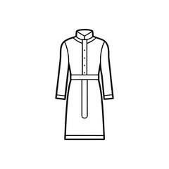 Traditional muslim dress line art isolated on white background