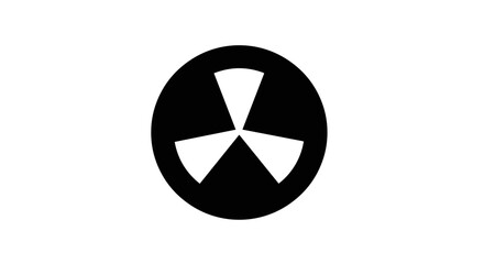 Radiation hazard symbol in black and white.