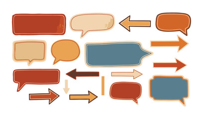 Obraz premium Collection of Hand Drawn Speech Bubbles and Arrows in Warm Earthy Tones talk bubble chat bubble