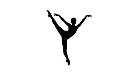 Silhouette of a graceful ballerina performing an elegant dance pose. © amir
