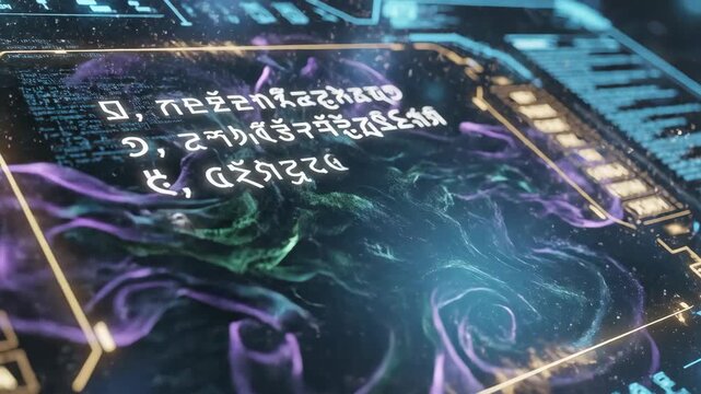Abstract futuristic AI system communicating with alien life