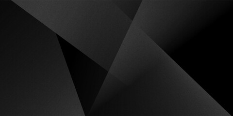 Obraz premium Modern black white abstract background. Minimal. Gradient. Dark grey banner with geometric shapes, lines, stripes, triangles. Design. Futuristic. Cut paper or metal effect.vector eps10