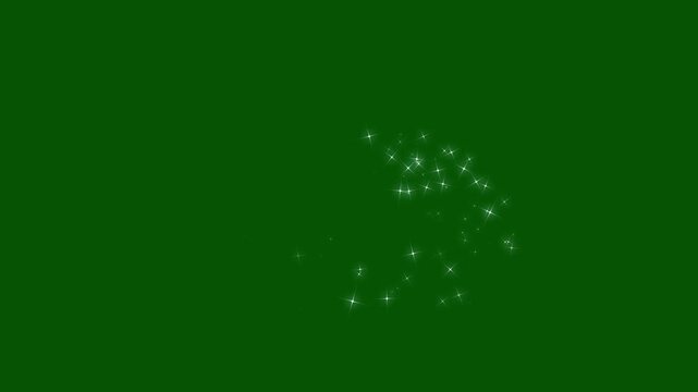 Glowing glitter trail animation, 2d glitter star sparkle animation, magic line dust, pixie dust path, twinkling magic dust, fairy sparkle stars, shimmer particles motion on green background. 4k
