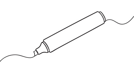 Obraz premium Simple black outline drawing of a marker pen creating a continuous wavy line, depicted with a clean, minimalist aesthetic and clear graphic style