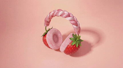 Creative Valentine Headphones on Pastel Background