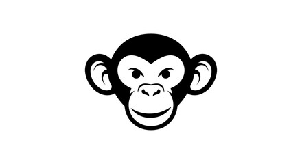 Simple Black Monkey Face Icon Vector Illustration. © akbar
