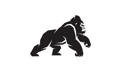 Obraz premium Gorilla silhouette walking isolated