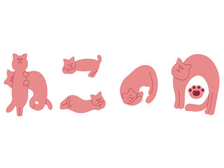 ねこの日の手描き猫文字イラスト　ピンク