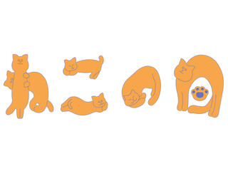 ねこの日の手描き猫文字イラスト　オレンジ