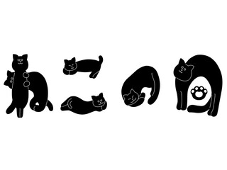 ねこの日の手描き猫文字イラスト　黒