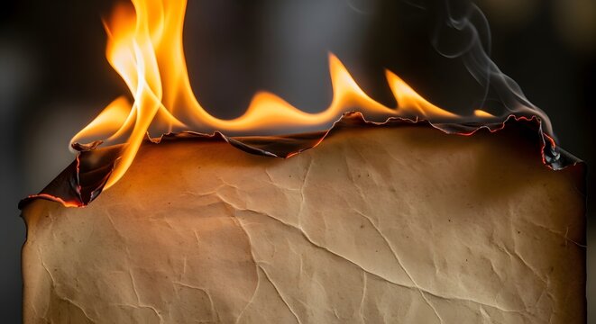 The flickering flames of finality consume an ancient parchment, a visual metaphor for the erasure of forgotten histories, lost secrets, and the fleeting nature of recorded time