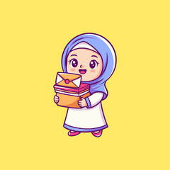 Illustration of a Girl Holding Letters