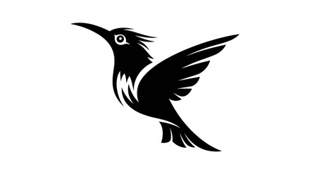 Obraz premium Stylized Black Silhouette of a Hummingbird in Flight.