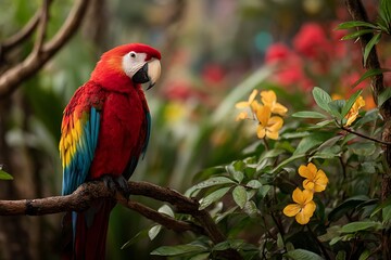 Obraz premium single parrot sitting on branch