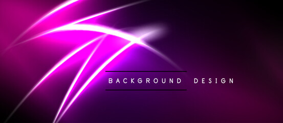 Obraz premium Abstract pink neon lines over dark background. Modern design element for digital projects, presentations. Simple, vibrant aesthetic.